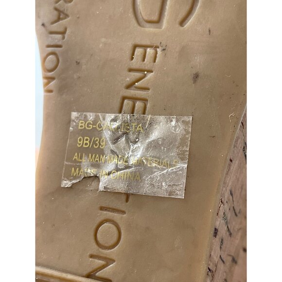 BCBGeneration Callista Wedge Sandals Size 9 Braided Strap Open Toe Gold Bohemian - Picture 5 of 12